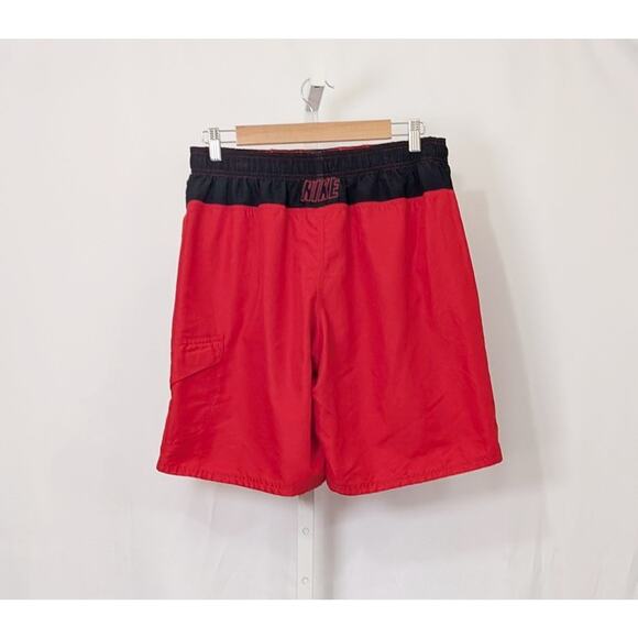 Nike Swim Shorts Red Black White Trunks Lined Men's Size L - Picture 4 of 8